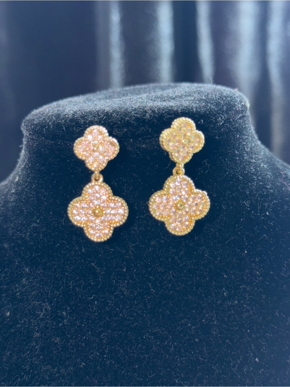 Gold Filled Triple A Cz Clover Drop Earrings
